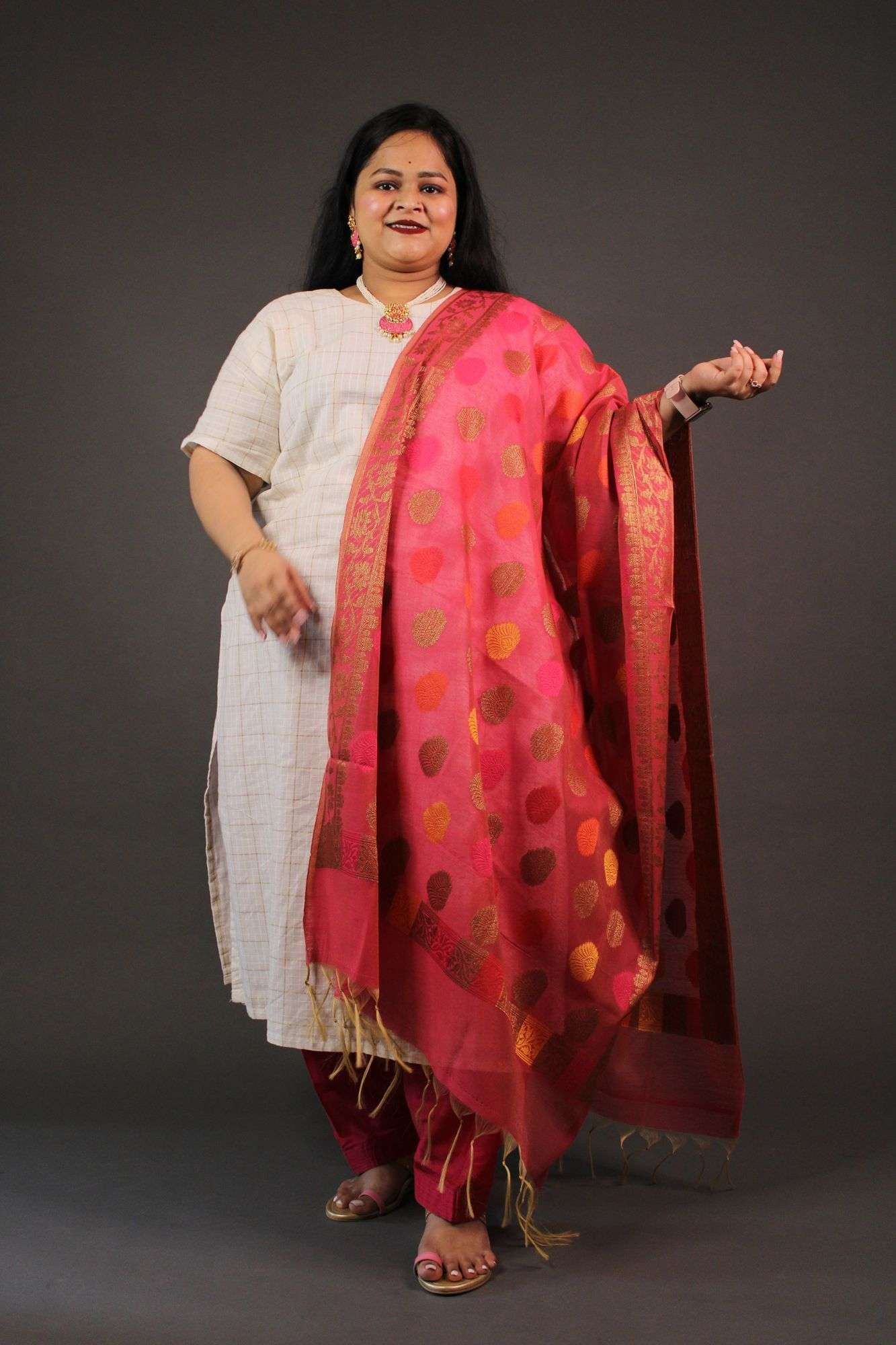 Readymade Banarasi Art Silk Grey Salwar Suit With Dupatta – Elina Fashion